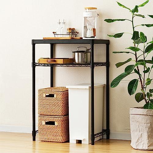 ドウシシャ ルミナス ノワール キッチンラック 棚 幅60 2段 スリムゴミ箱上ラック 全体耐荷重1...