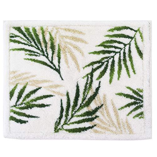 オカ(OKA) 浴室足ふきマット ホワイト 約48cm×60cm 乾度良好バスマット パームリーフ ...