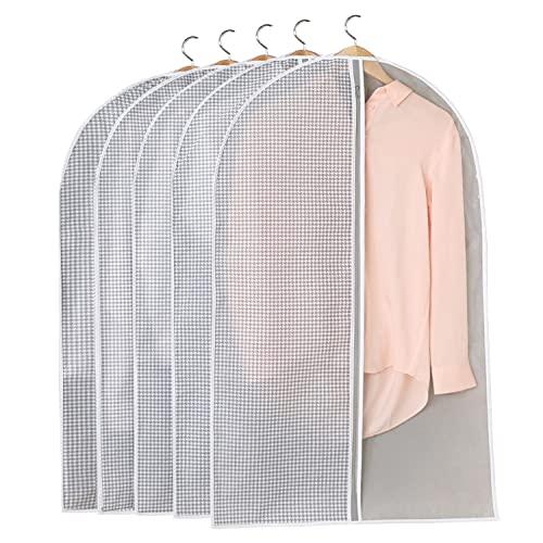 アストロ 衣類カバー ホワイト×グレー 千鳥格子柄 ショートサイズ 5枚組 不織布 洋服カバー スー...