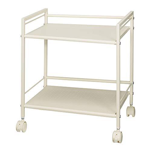 ドウシシャ パンチングラック 2段 キャスター付き 収納ワゴン アイボリー ストッパー 取っ手付き ...