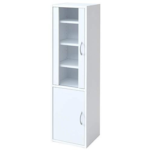 [山善] 食器棚 (スリム) 幅32cm (ハイタイプ) 高さ120×奥行29cm (扉が左右付け替...