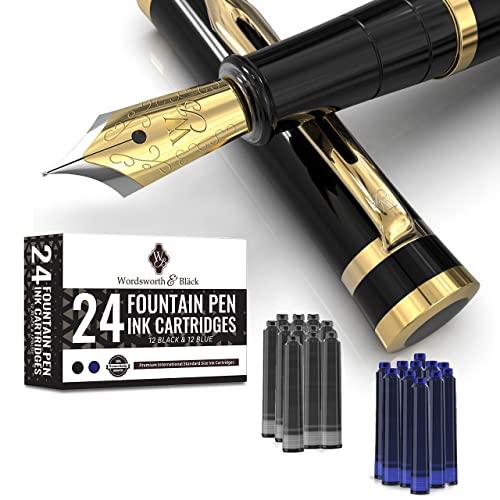 Wordsworth &amp; Black Fountain Pen Set 18K Glided Med...
