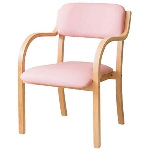 アイリスプラザ チェア 椅子 広い座面 疲れにくい お尻に優しい 掴みやすい肘掛け 積み重ね ダイニングチェア 工具付き 木製 ピンク STKC｜plusa-main