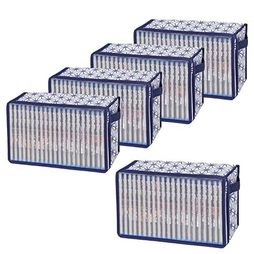 アストロ コミック収納ケース 5個組 ホワイト 麻の葉柄 ホコリなどの汚れから守る 本 漫画 マンガ...