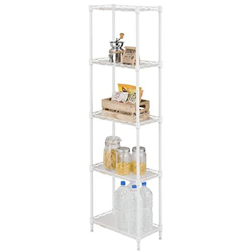 ドウシシャ ルミナス ラテ 隙間収納ラック 幅25cm 奥行45 5段 ホワイト 白 おしゃれで可愛...