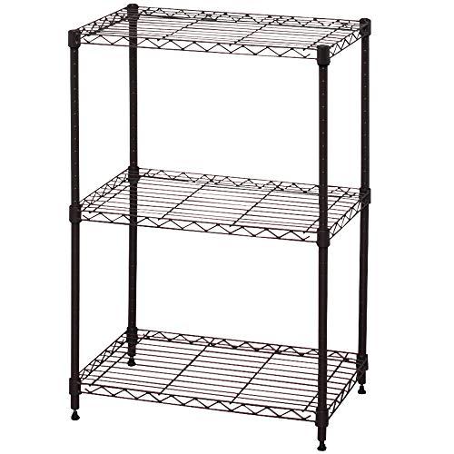 アイリスオーヤマ カラーメタルラック本体 55cm幅 3段 ブラウン 茶 ポール径19mm 耐荷重1...