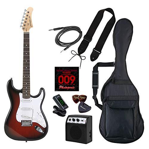 PhotoGenic エレキギター 初心者入門ライトセット STタイプ ST-180/RDS レッド...