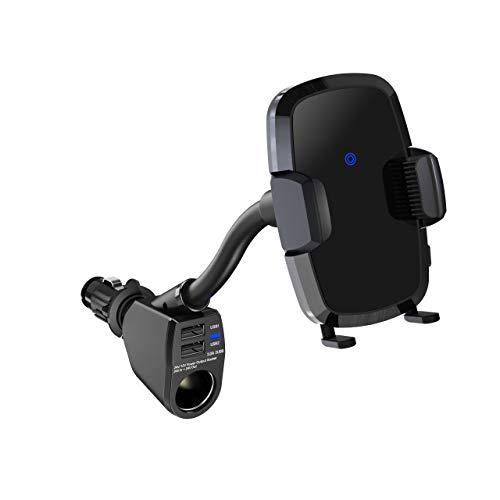 ペルシード 車内用品 スマホホルダー Qi対応フレキシブルワイヤレス充電ホルダー シガーソケット取付...