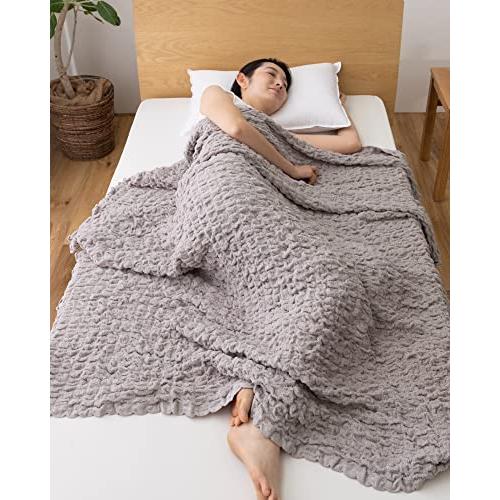ナイスデイ タオルケット グレージュ シングル (約140×190cm) くしゅくしゅ 綿 コットン...