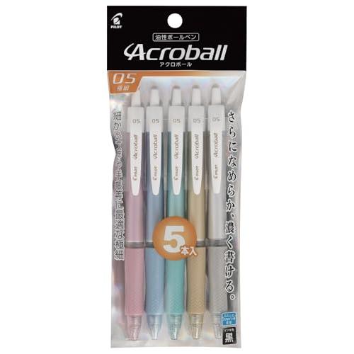 PILOT 油性ボールペン アクロボールTシリーズ 5本入 0.5mm メタリックカラー５色 黒 P...
