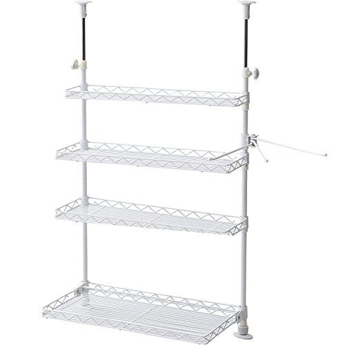 [山善] キッチンラック 突っ張り 幅45×奥行21.5×高さ72-115cm段 4段 タオルハンガ...