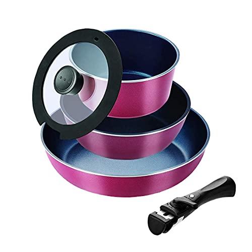 パール金属 スタックプラス ブルーダイヤモンドコートIH対応クックウェア5点セットB レッド HB-...