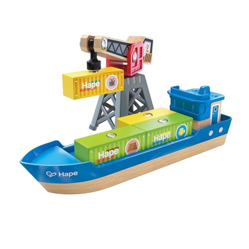 Hape(ハペ) 貨物船＆クレーン 20.3×11.1×16.4cm 3才以上 木製 おままごと お...