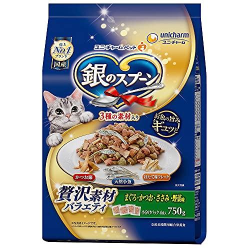 銀のスプーン キャットフード 贅沢素材バラエティ まぐろ・かつお・ささみ・野菜味に天然小魚・かつお節...