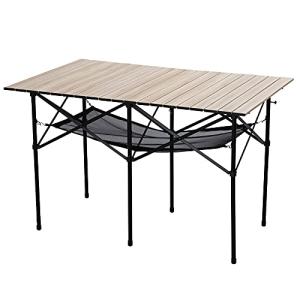 アイリスオーヤマ アウトドアテーブル ロールテーブル ウッドグレイン 幅70 折りたたみ式 テーブル 軽量 コンパクト収納 アウトドア キャンプ｜plusa-main