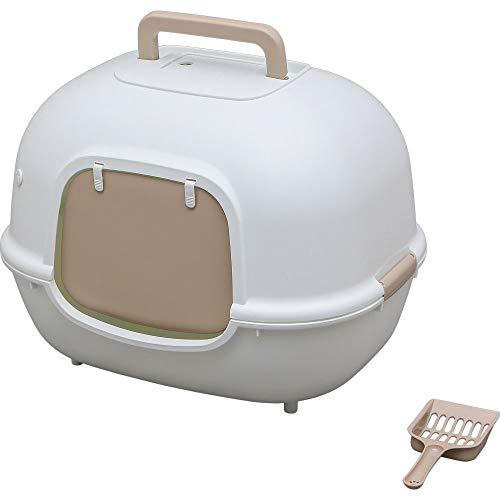 アイリスオーヤマ 猫用トイレ本体 脱臭ワイド猫トイレ (フルカバー スコップ付き) ホワイト 大型