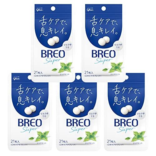 BREO(ブレオ) 江崎グリコタブレット (クリアミント) 17g ×5個 舌ケア 息キレイ 息スッ...