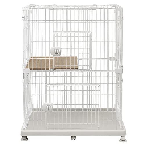 アイリスオーヤマ キャットケージ 2段 キャスター付・簡単組み立て PEC-902V ライトナチュラ...