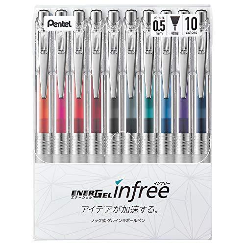 ぺんてる ボールペン ゲルインキ エナージェル インフリー 0.5mm クリア軸 BLN75TL-1...
