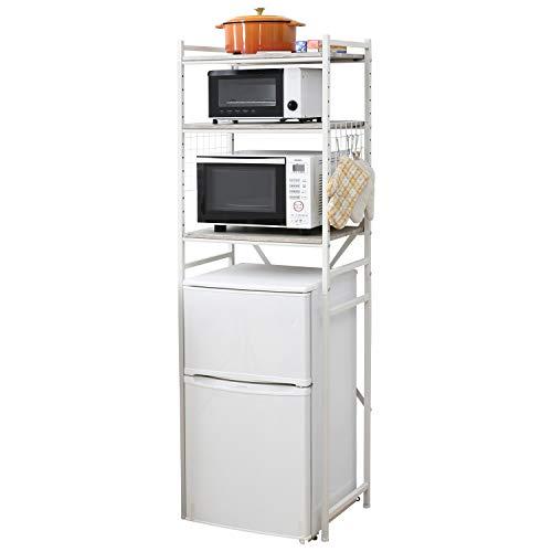 [山善] レンジラック (冷蔵庫ラック) 小型冷蔵庫対応(幅59.5×奥行41.5×高さ180cm)...