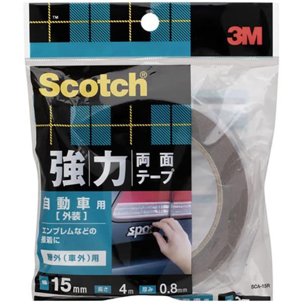 3M 両面テープ 強力 自動車 外装用 幅15mm 長さ4m スコッチ SCA-15R セミロング ...