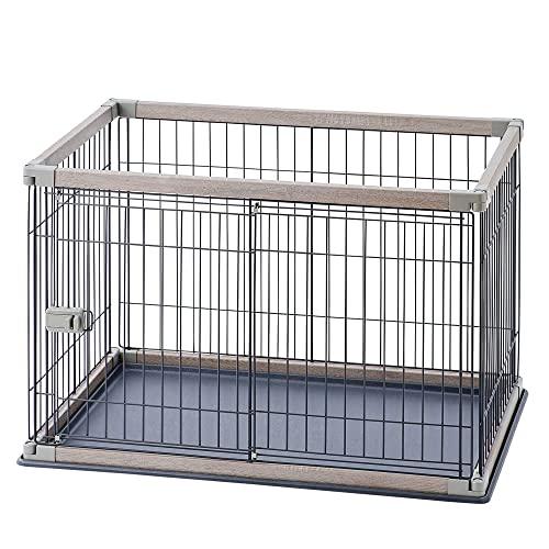 アイリスオーヤマ 犬 サークル ウッディサークル アッシュグレー 小型犬用 幅97.5×奥行66.5...