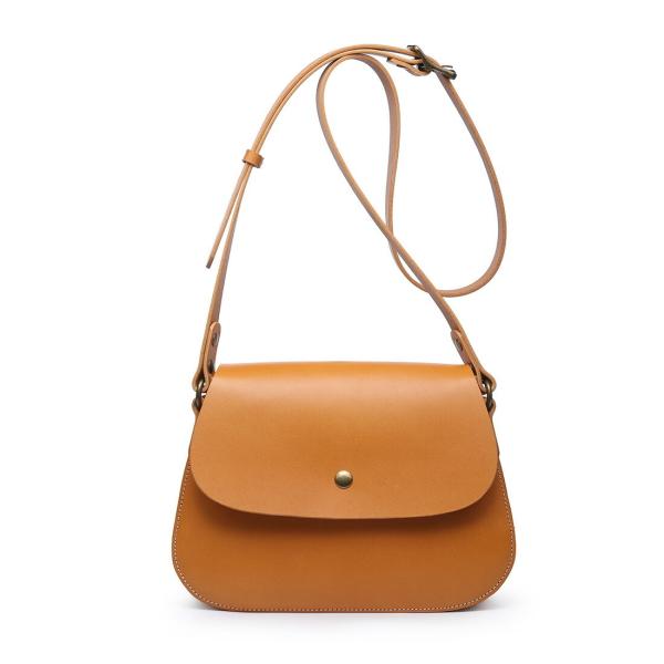 ショルダーバッグ 本革 ヌメ革 ラウンドスクエア イタリアンレザー キャメル 斜めがけ 肩掛け レデ...