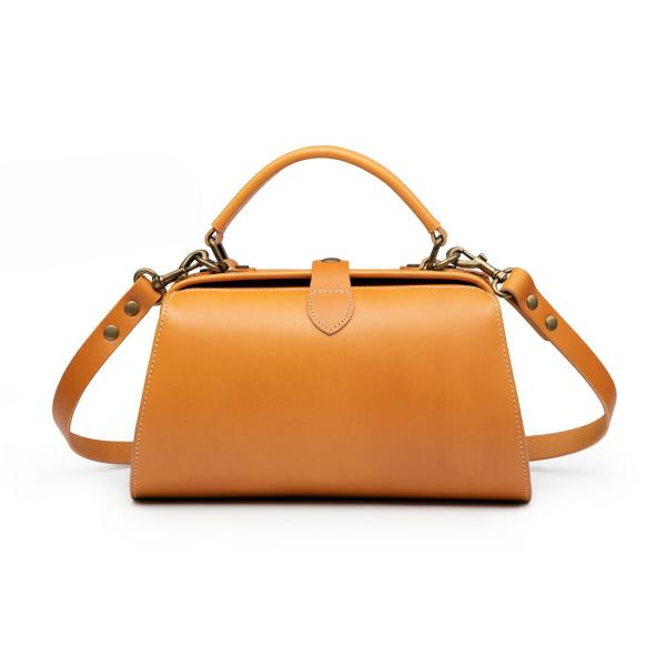 ハンドバッグ ショルダーバッグ がま口バッグ 口金バッグ 本革 ヌメ革 斜めがけ 2way キャメル...