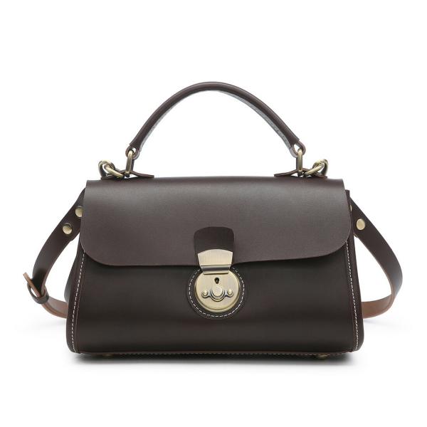 ハンドバッグ ミニバッグ ショルダーバッグ 本革 ヌメ革 斜めがけ レディースバッグ ダークブラウン...