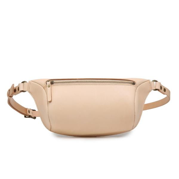 ボディバッグ メンズ レディース 本革 ヌメ革 立体マチ付 ナチュラル シンプル ナチュラル色(肌色...