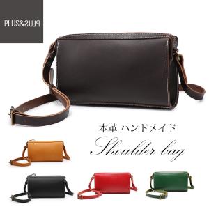 ショルダーバッグ スクエア型 横長 グリーン 緑 本革 ミニショルダー