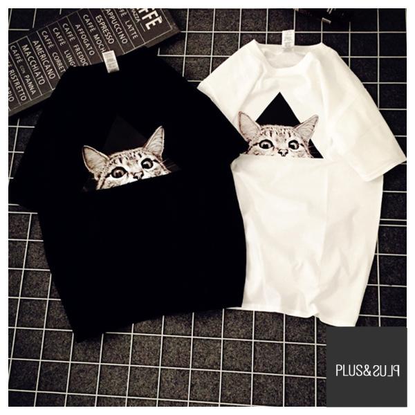 猫 猫柄 Ｔシャツ ひょっこりねこ ねこ柄 大きいサイズ 小さいサイズ ティーシャツ テーシャツ ト...