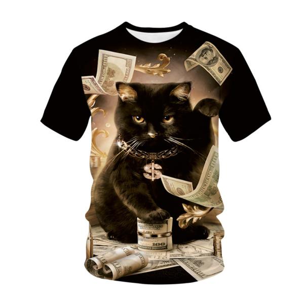 猫 猫柄 Ｔシャツ 黒猫 招き猫 ティーシャツ テーシャツ 3D 大きいサイズ 小さいサイズ おもし...