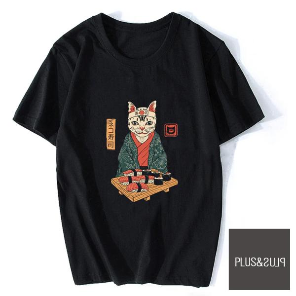 猫 ねこ Ｔシャツ 猫柄 猫おすし屋さん ねこ柄 ティーシャツ テーシャツ 猫 大きいサイズ 小さい...