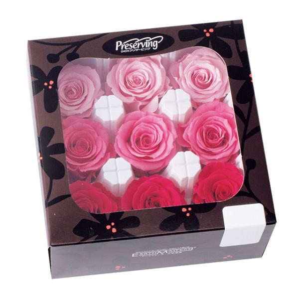 【プリザーブドフラワー　花材　資材】 ピンクミックス・ローズ・かのん・Ｍ（9輪入）