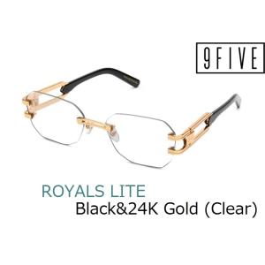 ナインファイブ サングラス 9FIVE ロイヤルライト ROYALS LITE Black & 24K Clear glasses リムレス フラットレンズ 国内正規品 正規証明カード付き｜plusfavo