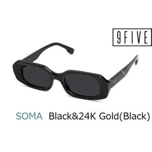 9five 9five VILLA Black & 24k Gold Clear Lens Glasses ヴィラ / 24K