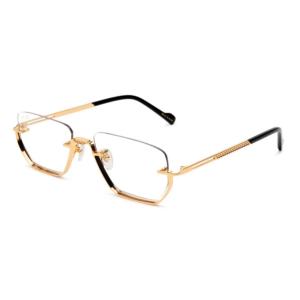 9five VILLA Black &amp; 24k Gold Clear Lens Glasses　ヴィ...