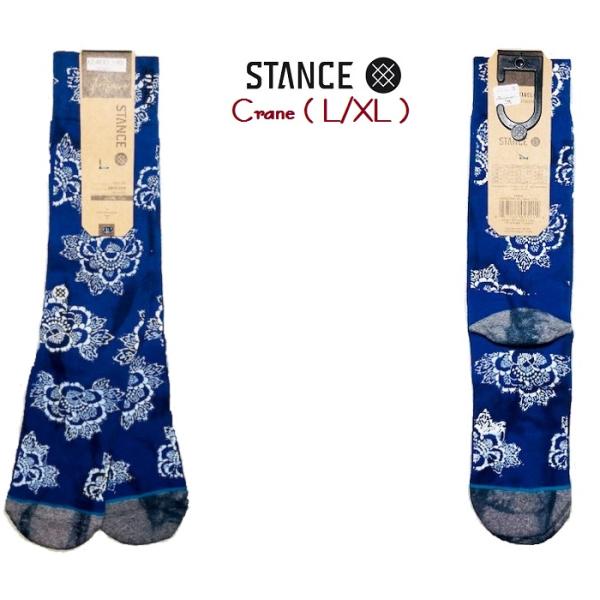 送料無料 STANCE Crane 青 ブルー 花柄 国内正規品 stance スタンス 靴下 ソッ...