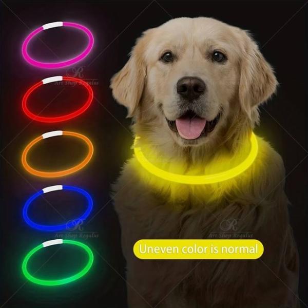 1本【紛失防止】ペット犬の LED ライト　首輪　全体が夜間発光　安全性　 USB 充電式　外出　犬...