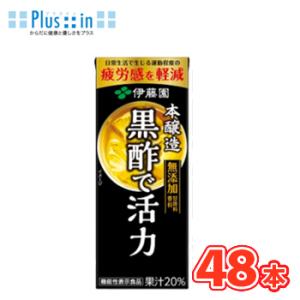 伊藤園　黒酢で活力 　200ｍｌ×24本×2ケース　黒酢　大麦黒酢　米酢　紙パック