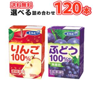 飲みきりサイズ選べる4ケース エルビー りんご100％  ぶどう100％ 125ml紙パック×30本...
