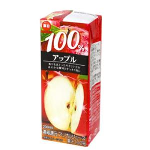 毎日牛乳 100％アップル　200ml× 24本入/4ケース　紙パック〔100% リンゴ フルーツ ...