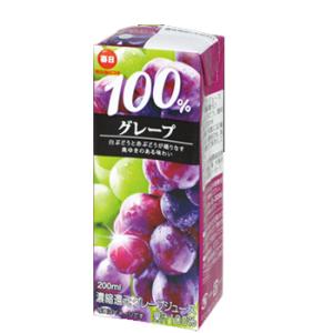 毎日牛乳 100％グレープ　200ml× 24本入/4ケース　紙パック〔100% グレープ フルーツ 果汁  ぶどう 葡萄 grape フルーツジュース〕｜plusin