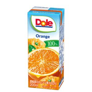 雪印 メグミルク　Dole オレンジ100％　LL200ml×18本入　紙パック　 送料無料　〔ドー...