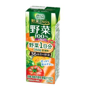 雪印　メグミルク　農協 野菜Days 野菜100％ LL200ｍｌ×24本入　紙パック　送料無料　〔...