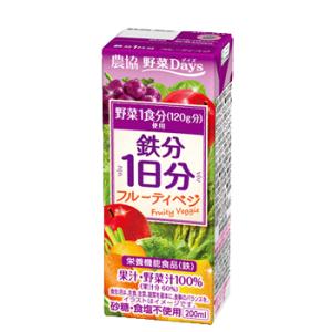 雪印　メグミルク　農協 野菜Days 1日野菜プラス 鉄分1日分 LL200ｍｌ×24本入　紙パック...