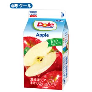 雪印 メグミルク　Dole アップル100% 450 ml×20本入 【クール便】ドール　果汁100％  りんごジュース業務用 業務利用 大容量 450ml〕｜plusin