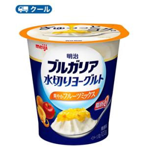 明治 ブルガリアヨーグルト 脂肪0 水切り濃縮プレーン フルーツミックスソース乗せ 100g×12個 クール便  食べる フルーツ 脂肪0