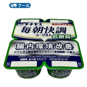 チチヤス　毎朝快調ヨーグルト低糖質　腸内環境改善（80g ×4）×6個入【クール便】〔ヨーグルト 乳酸菌 乳製品 ビフィズス菌 食物繊維 〕 食べる｜plusin